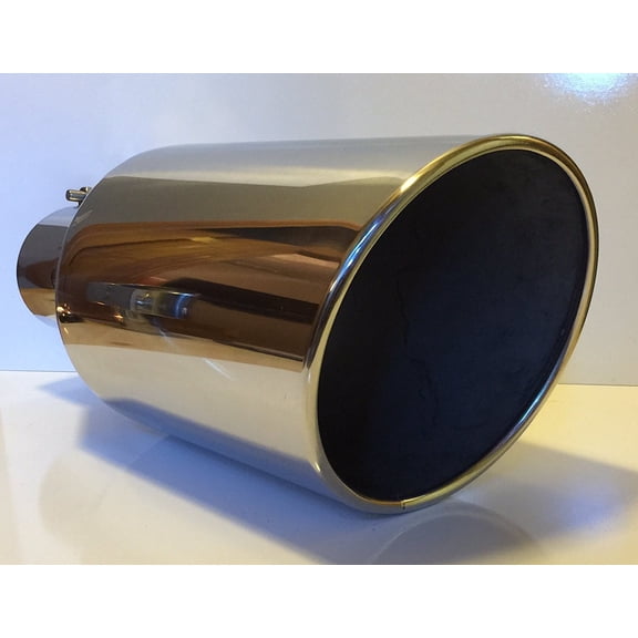5" Inlet x 10" Oulet x 18" Long Rolled Edge Polished Stainless Diesel Exhaust Tail Pipe Tip (Weld On)