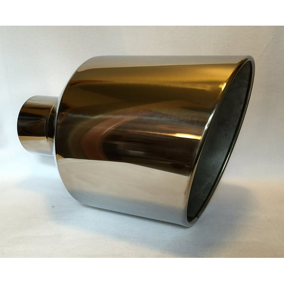 5" Inlet x 12" Oulet x 18" Long Rolled Edge Polished Stainless Diesel Exhaust Tail Pipe Tip (Weld On)