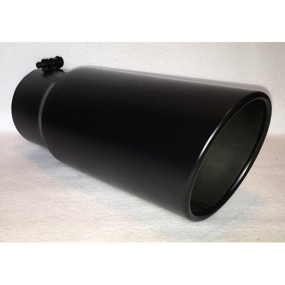 5" Inlet x 6" Outlet x 15" Long Rolled Edge FLAT BLACK Diesel Exhaust Tail Pipe Tip (Bolt On)
