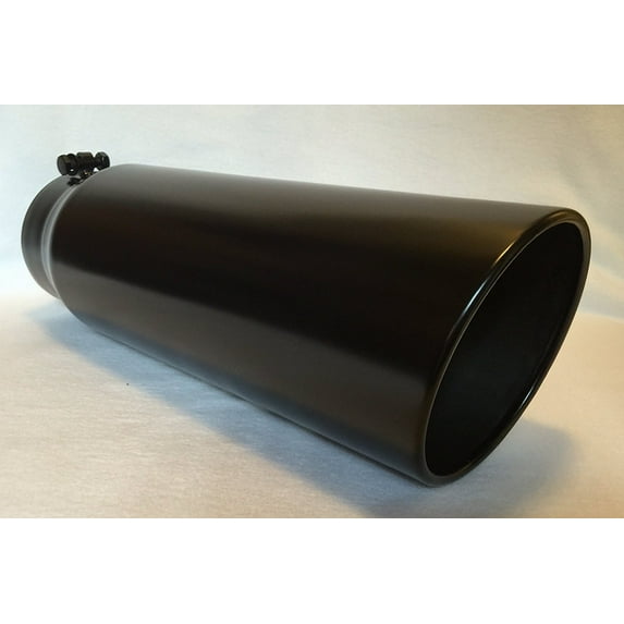 5" Inlet x 6" Outlet x 18" Long Rolled Edge FLAT BLACK Diesel Exhaust Tail Pipe Tip (Bolt On)