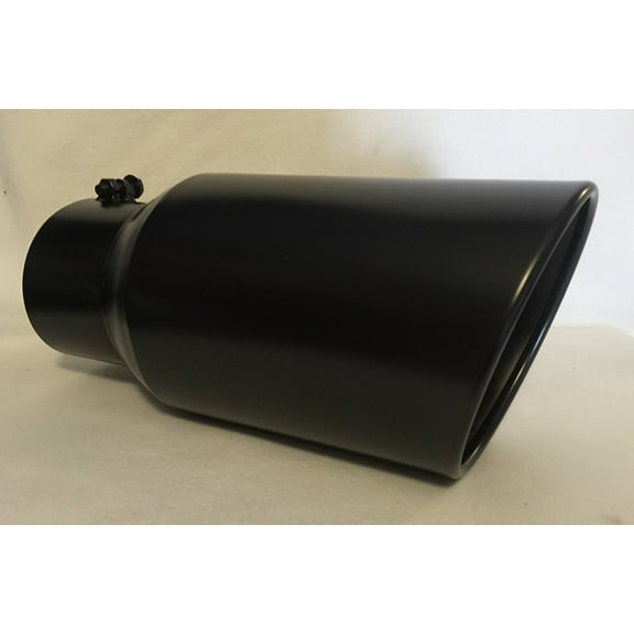 5" Inlet x 7" Outlet x 15" Long Rolled Edge FLAT BLACK Diesel Exhaust Tail Pipe Tip (Bolt On)