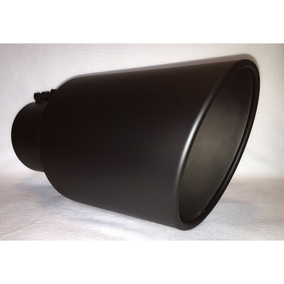 5" Inlet x 8" Outlet x 15" Long Rolled Edge FLAT BLACK Diesel Exhaust Tail Pipe Tip (Bolt On)