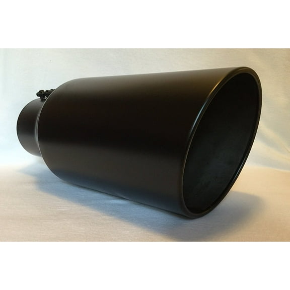 5" Inlet x 8" Outlet x 18" Long Rolled Edge FLAT BLACK Diesel Exhaust Tail Pipe Tip (Bolt On)