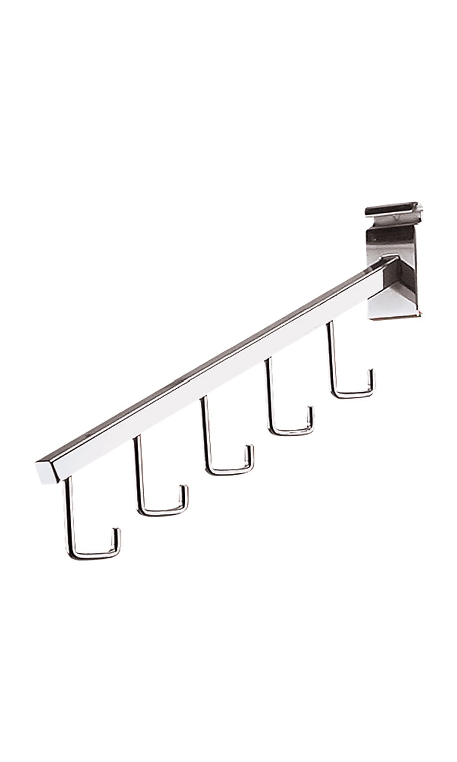 5-J-Hook Waterfall Chrome Faceout for Wire Grid - Pack of 5
