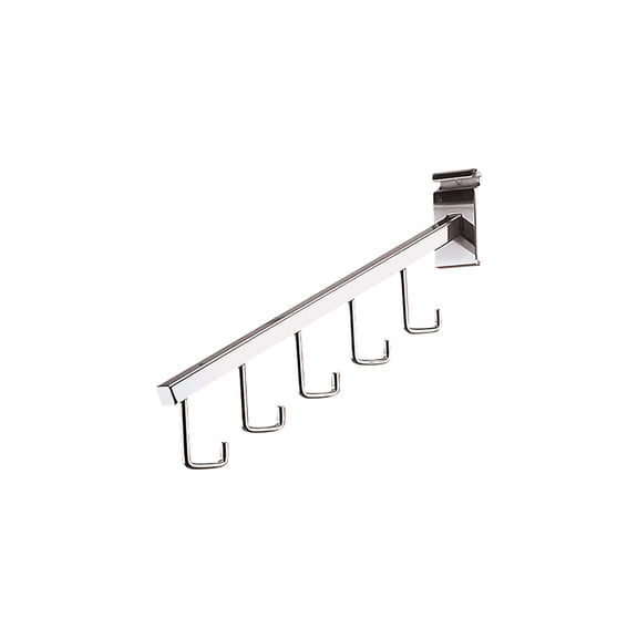 5-J-Hook Waterfall Chrome Faceout for Wire Grid - Pack of 5