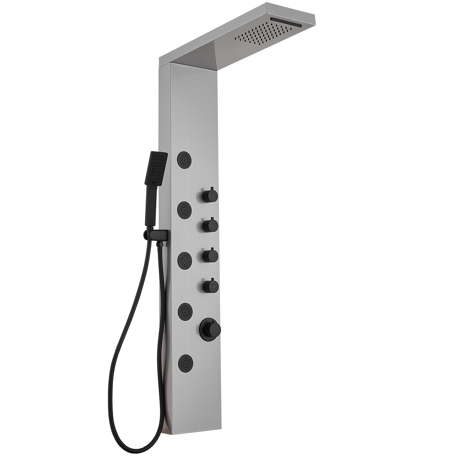 Black Nickel 5-Jet Rainfall Shower Panel System with Handheld Shower