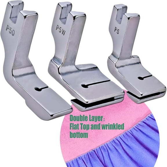Under 5$ Kaireo 3-Piece Professional Piping Presser Foot Set,Industrial Sewing Machine Attachments for Ruffling and Gathering,Compatible with Most Household Sewing Machines