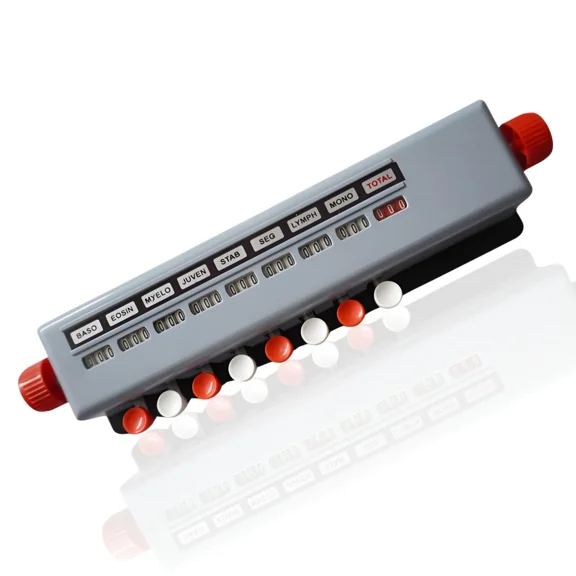 5-Key Manual Blood Cell Counter BASO, EOSIN, MONO, LYMPH, POLY | Durable ABS Shell, Bell Alert at 100 Count, Records up to 999 per Key