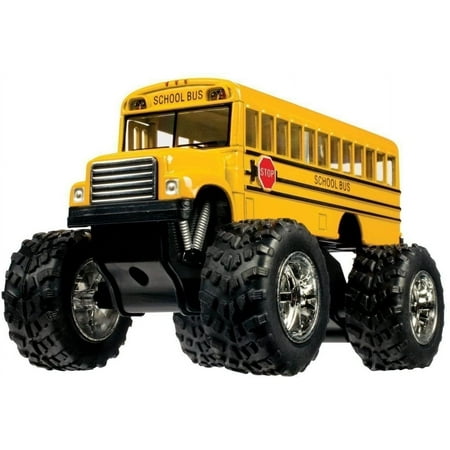 5" Kinsfun Yellow School Bus Big Wheel Monster Truck Diecast Model Toy (New, No Retail Box)