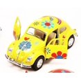 thumbnail image 1 of 5" Kinsmart 1967 Volkswagen Beetle Flowers Decal Diecast Model 1:32 Yellow, 1 of 1
