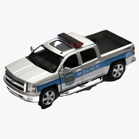 5" Kinsmart 2014 Chevrolet Silverado Police Truck Diecast Model 1:46 Chevy Silver
