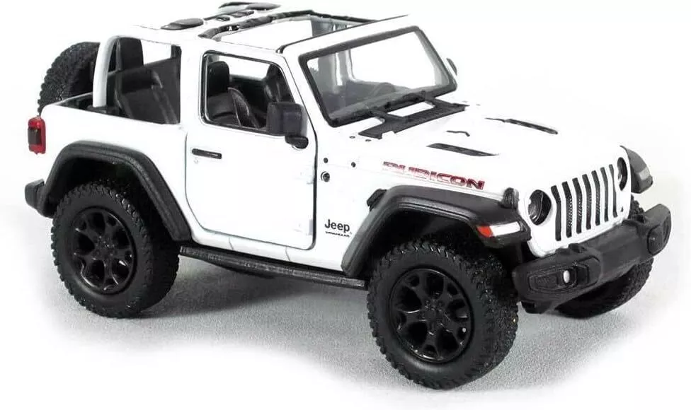 Kinsmart Jeep Wrangler Rubicon 1:34 Diecast Car – No Hard Top, Black, Perfect For Young Collectors
