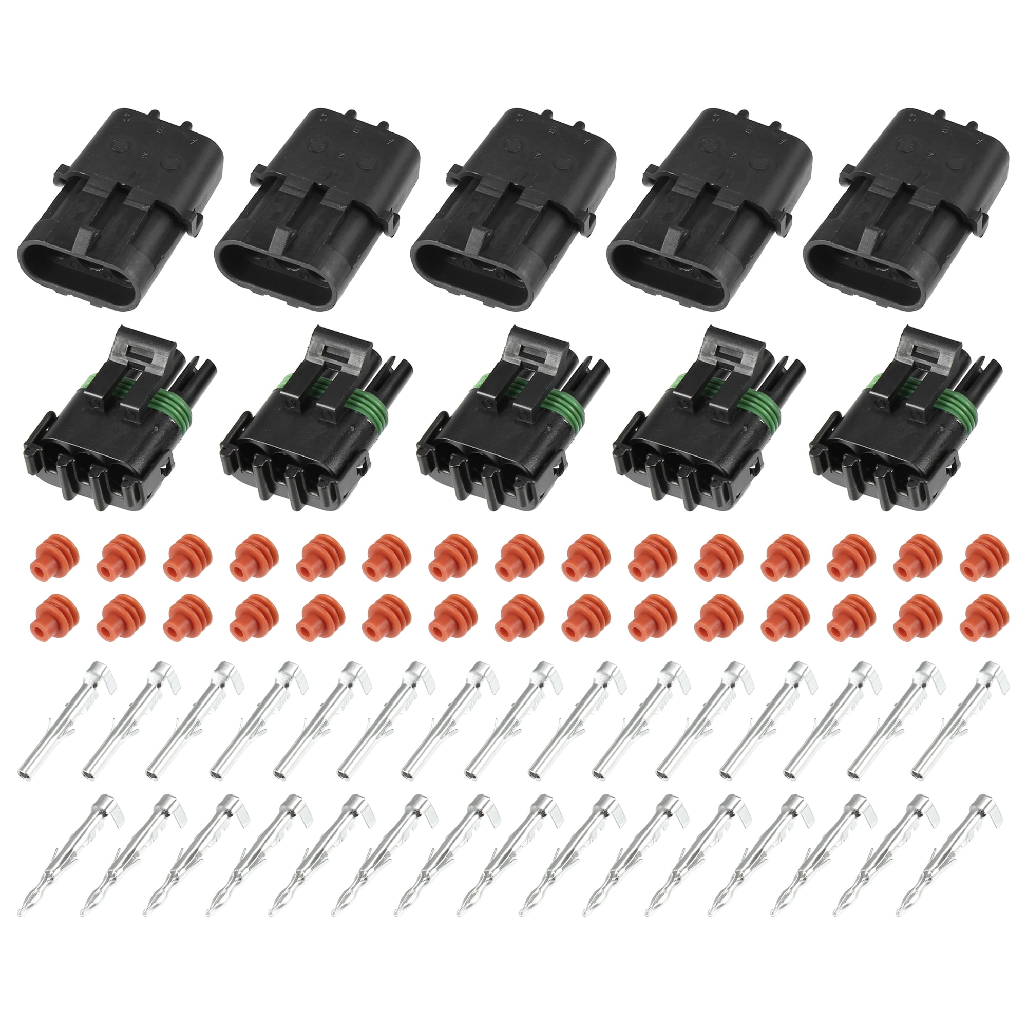 5 Kit 3 Pin Way Waterproof Electrical Connector Series Terminal 12 AWG  Connectors Housing Terminals Sealed Wire for Car 