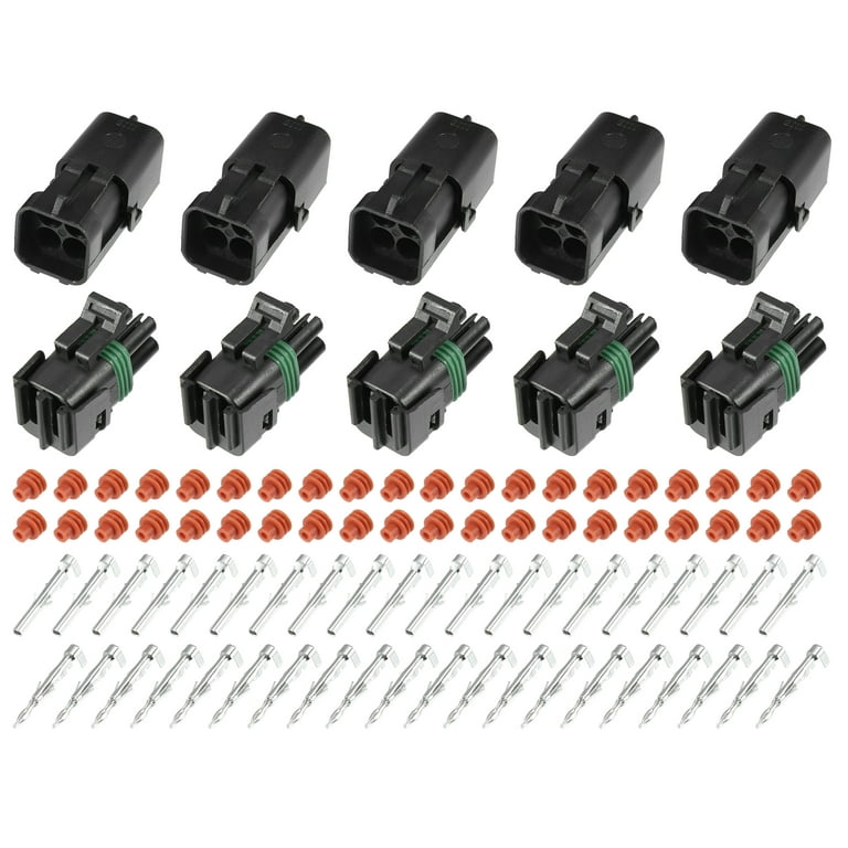 5 Kit 4 Pin Way Waterproof Electrical Connector Series Terminal 12 AWG  Connectors Housing Terminals Sealed Wire for Car 
