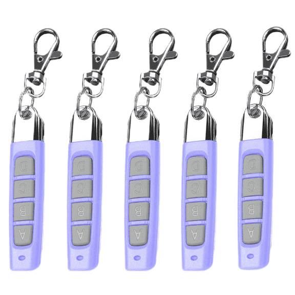 Gantch 433MHz Remote Control Duplicator Garage Door Opener 4 Buttons Portable Electric Key - Purple-Grey-5 PCS