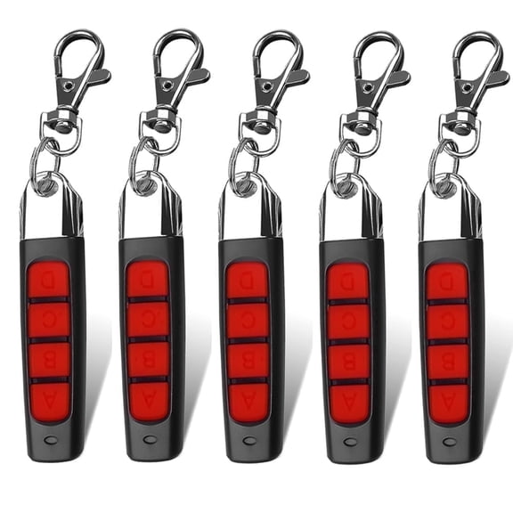 Gantch 433.92MHz Remote Control Duplicator Garage Door Opener 4 Buttons Portable Electric Key - Black-Red-5 PCS