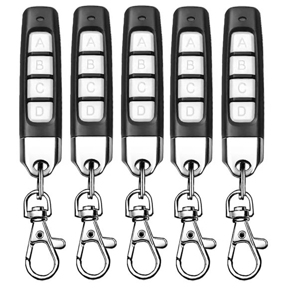 Gantch 433MHz Remote Control Duplicator Garage Door Opener 4 Buttons Portable Electric Key - Black-White -5PCS