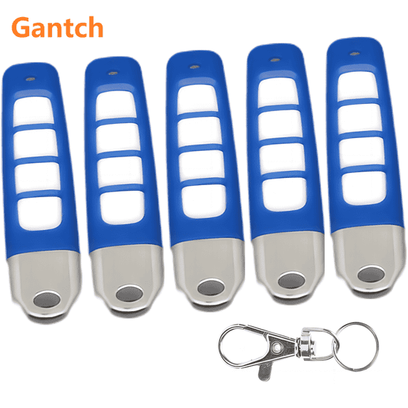 Gantch 433MHz Remote Control Duplicator Garage Door Opener 4 Buttons Portable Electric Key - Blue-White -5PCS