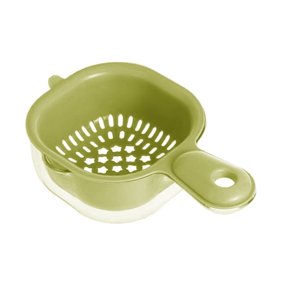 Under $5 Kitchen Dual-Layer Draining Basket with Handle Small Fruit Colander Mini Fruit Strainer Plastic Drainer Bowl for Berries, Vegetables, Fruits, Green