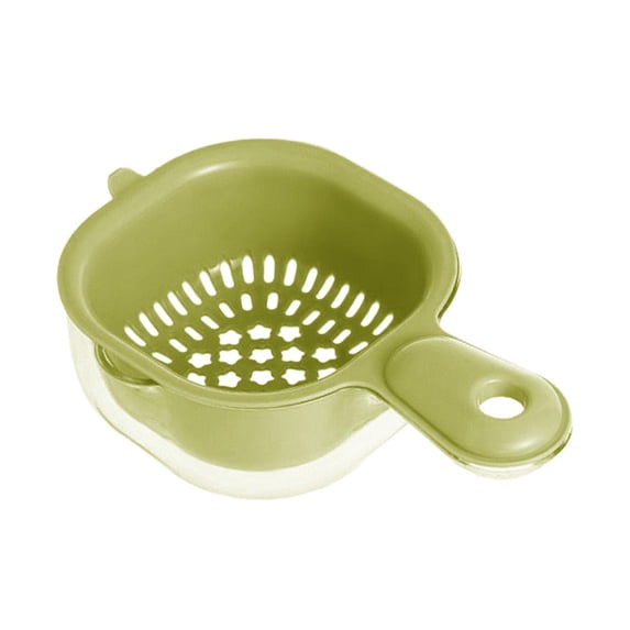 Under $5 Kitchen Dual-Layer Draining Basket with Handle Small Fruit Colander Mini Fruit Strainer Plastic Drainer Bowl for Berries, Vegetables, Fruits, Green