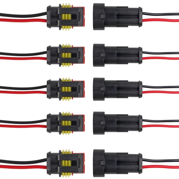 5 Kits 2 Pin Male Female Electrical Connectors Waterproof Wire Terminal Connector with 8cm Wire 2.6mm Series Terminal Connector for Cars Marine Truck(10A)