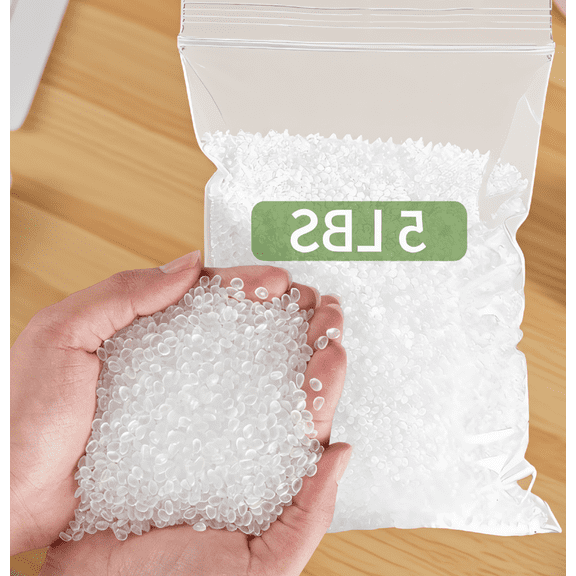 5 LB Polypropylene Filling Pellets, Plastic Stuffing Beads for Bean Bags, Dolls, Blankets, Pillows and Crafts, 3-4mm, Semi-Transparent