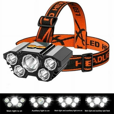 5 LED Flashlight Rechargeable with Built in 18650 Battery Strong Light Camping Adventure Fishing Head Light Headlamp