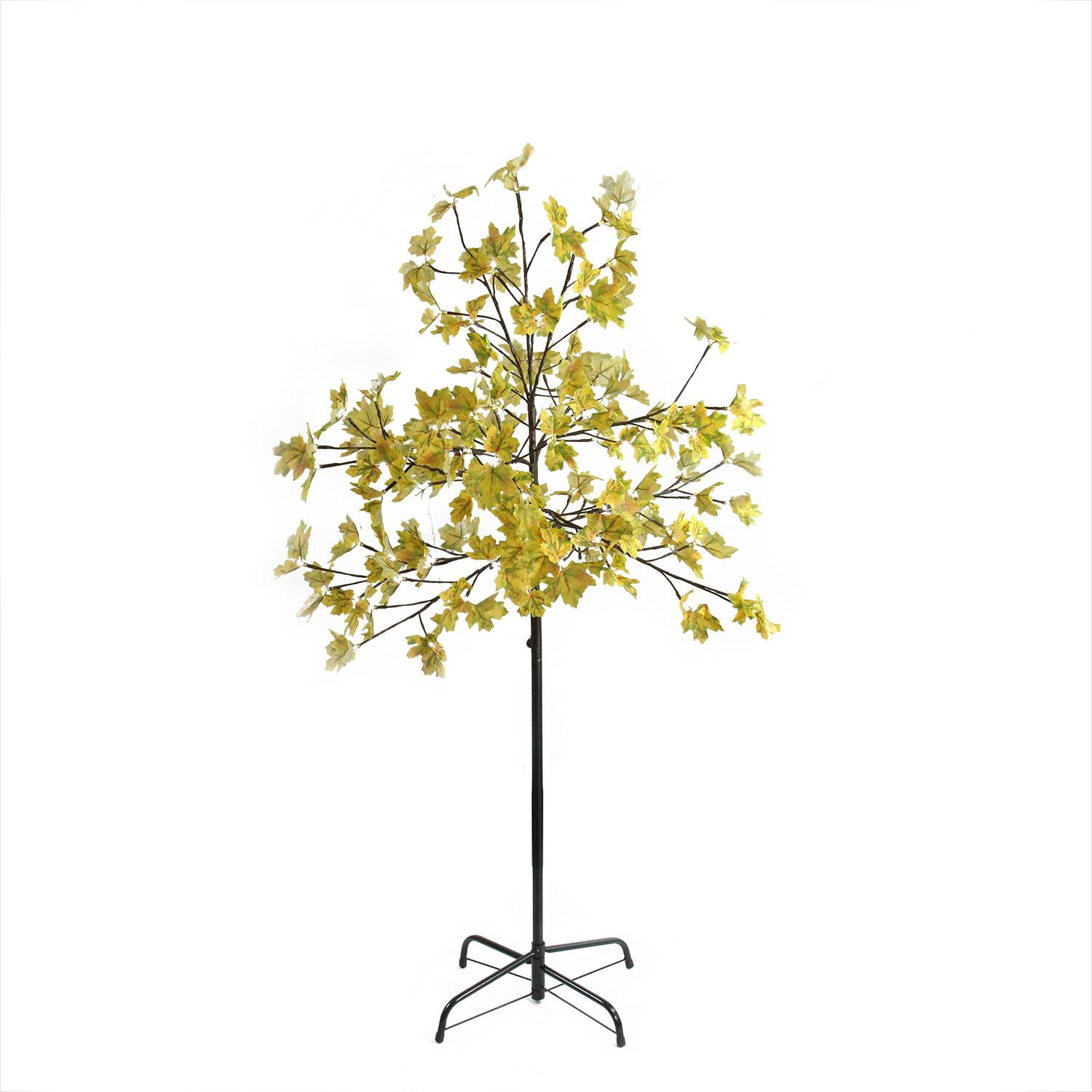 5' LED Lighted Artificial Fall Harvest Yellow Maple Leaf Tree - White Lights