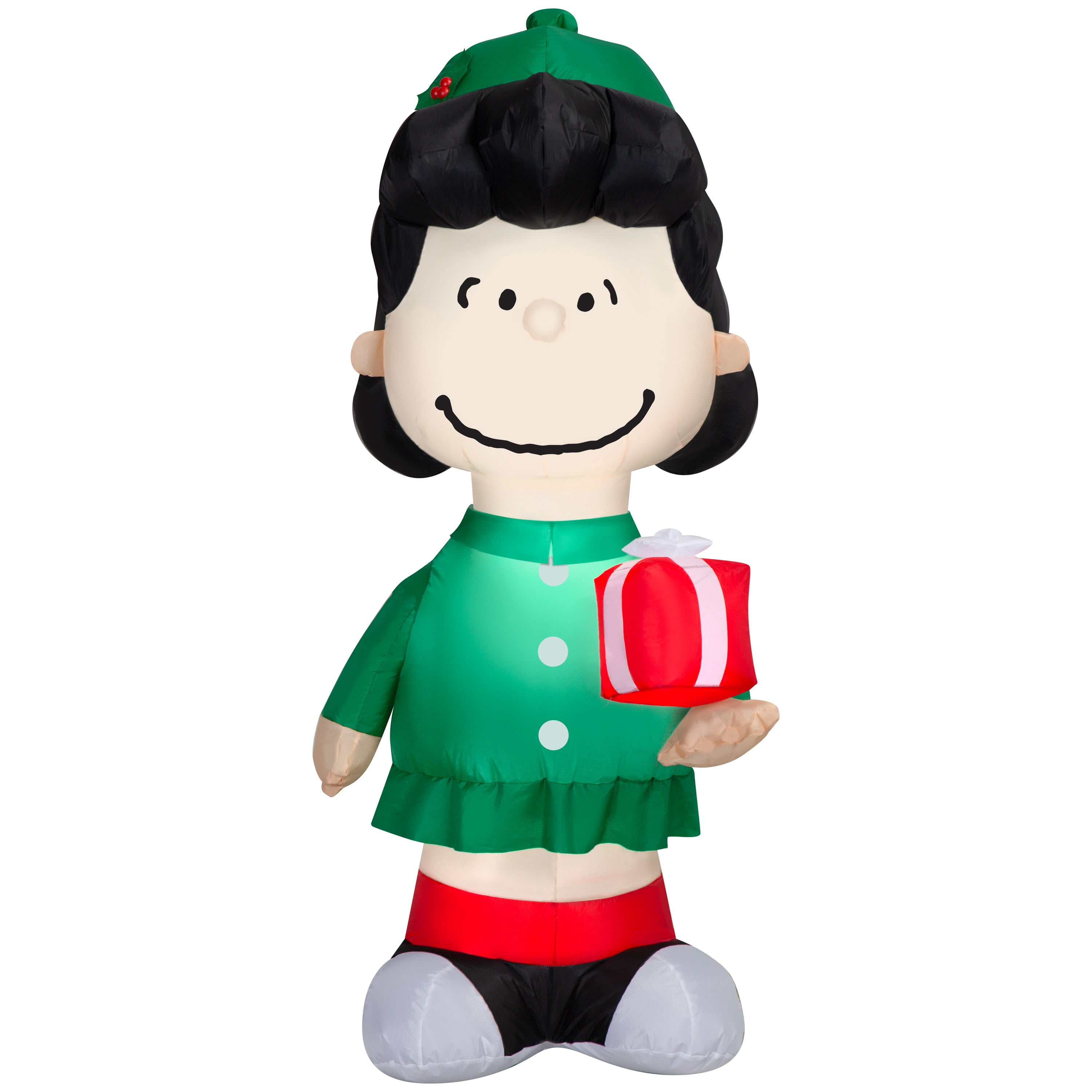 Airblown Christmas Yard Inflatable Light Lucy with Gift and Hat Peanuts, 5 ft