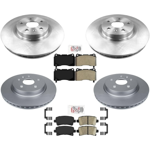 5 LUG Front & Rear Brake Rotors Brake Pads Hardware For Cadillac XTS 2013-2019