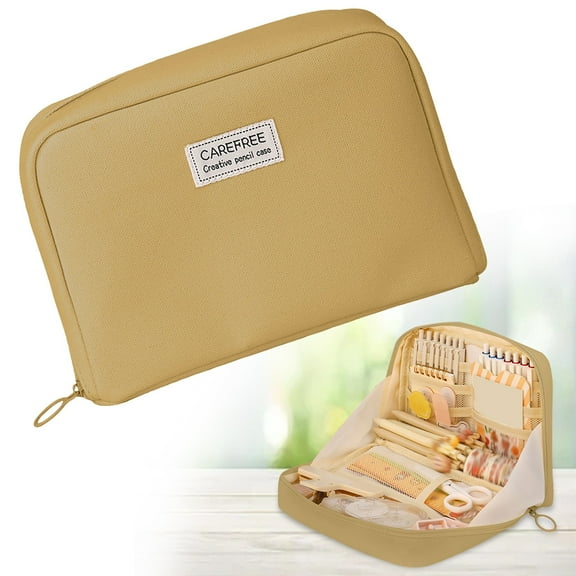 Under $5, Large Capacity Pencil Pouch, 100-Pen Capacity Zipper Pencil Case - Multi-Pocket Storage for Office Supplies & Travel Essentials, Stationery Organizer, Multi-Color by Goohae