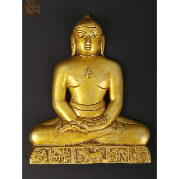 5" Last Jain Tirthankara 'Mahavir' Wall Hanging Flat Statue in Brass | Handmade | Made in India