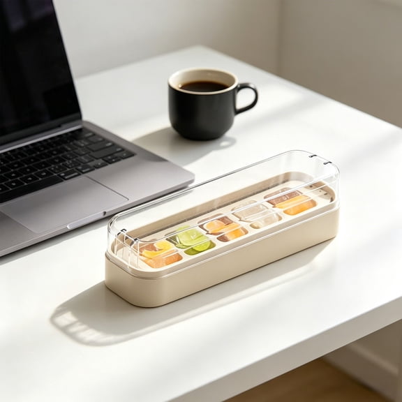 5 Lattice Press Type Plastic Ice Block Tray with Lid, Effortless Release Ice Block for Whiskey Cocktails, Fruit Infused Ice, Stackable, Space Saving, BPA Free