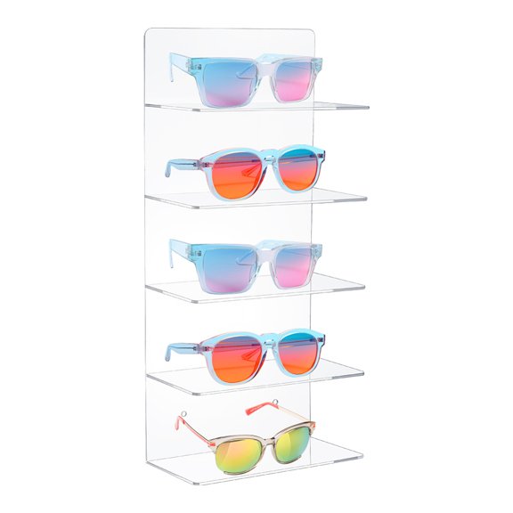 5-Layed Transparent Acrylic Displays for Eyeglasses with Iron Findings for Desktop Home Decoration Rectangle Clear 18x10x40cm