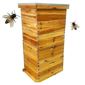 5 Layer Beehive, Bee Hive Dipped in 100% Beeswax, Include Queen Excluder & Foundation & Cover (2 Deep Hive Bee Box & 3 Super Bee Hive) Frameless