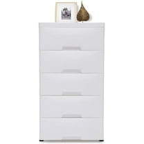 5-Layer Drawers Dresser, Drawers Chest with Detachable Universal Wheel, PP Storage Chest of Drawers for Closet Bedroom Clothing Clothes Closet Organization, White Dresser