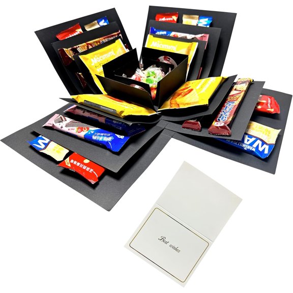 5 Layer Gift Box, Multi Layered Explosion Photo DIY Box, Creative Surprise Picture Gift for Important Days and Holidays. (BLACK)