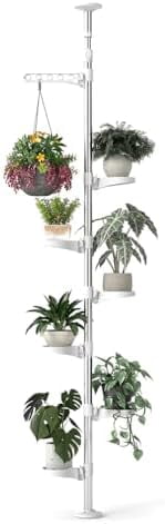 5-Layer Indoor Plant Pole Spring Tension Rod Corner Flower Display Rack ...