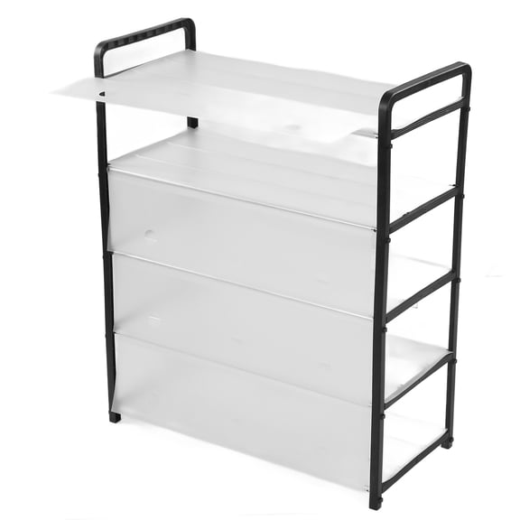 5 Layer Shoe Rack Steel Pipe Stackable Shoe Rack Storage Dustproof Shoe Shelf for Home Dormitory Shoe Rack Black Short 62cm