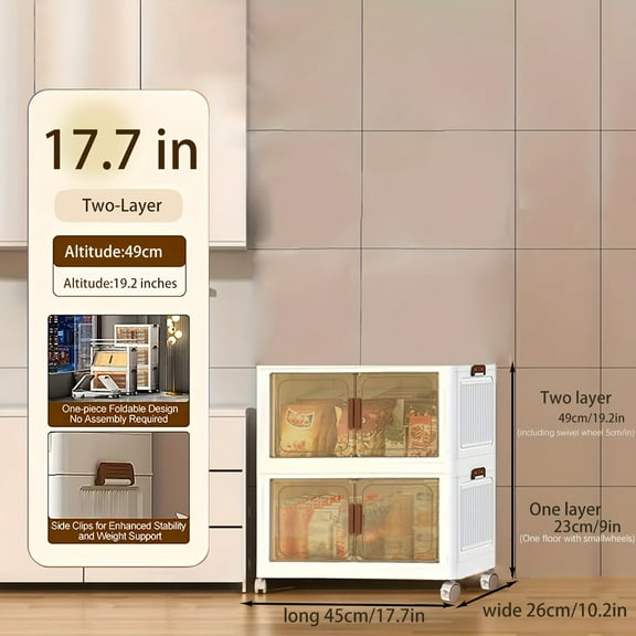 5-Layer Stackable Storage Boxes with Lids And Doors, Foldable Plastic Material, Suitable for Living Room, Bedroom, Kitchen, Office Organization, Shelves, Storage Rack, Storage Supplies