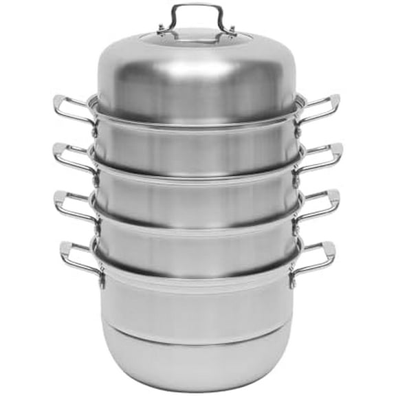 5-Layer Steamer Stackable Steam Cooker, 304 Stainless Steel Steamer with Stackable Pan and Lid, 23.6inch Multi Tier Cookware Pot for Cooking Dumplings, Steamed Buns