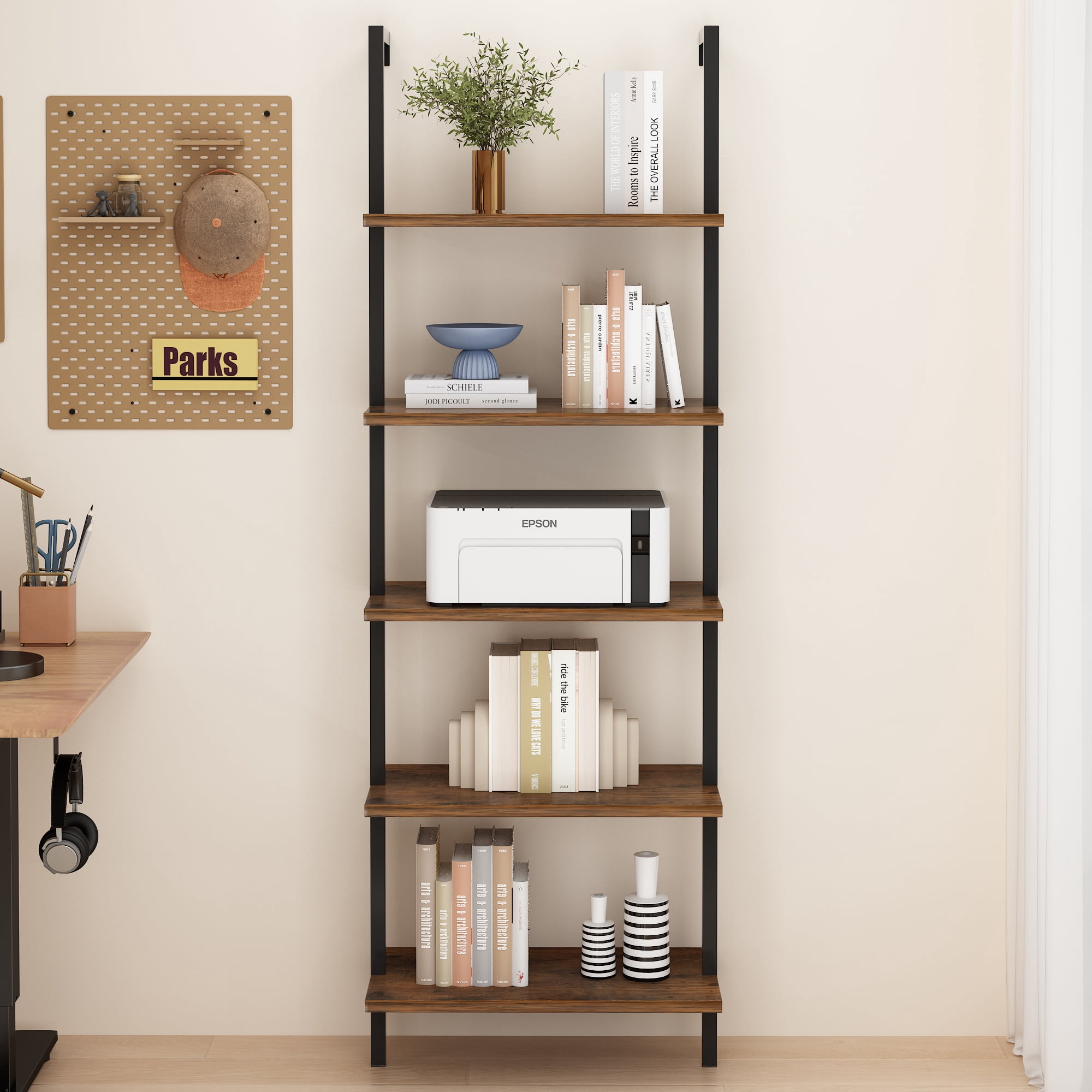 5-Layer Wall-Mounted Display Rack, 23.62 x 11.81 x 70.87 in, Black