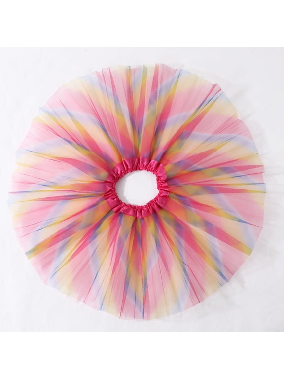 5 Layered Tutus for Girls,Tulle Tutu Skirts Little Girls, Birthday Dance Halloween Cosplay Party Multicolor