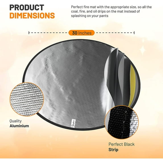 5 Layers Fire Pit Mats for Under Fire Pit & Grill - 30" Round Waterproof & Resists up to 2000°F by Xapler
