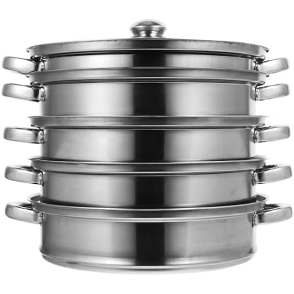 5 Layers Steam Pot Stainless Steel Multifunctional Stockpot Multi- layer Food Veggie Seafood 28cm$$Home Decor, Kitchen, & Other