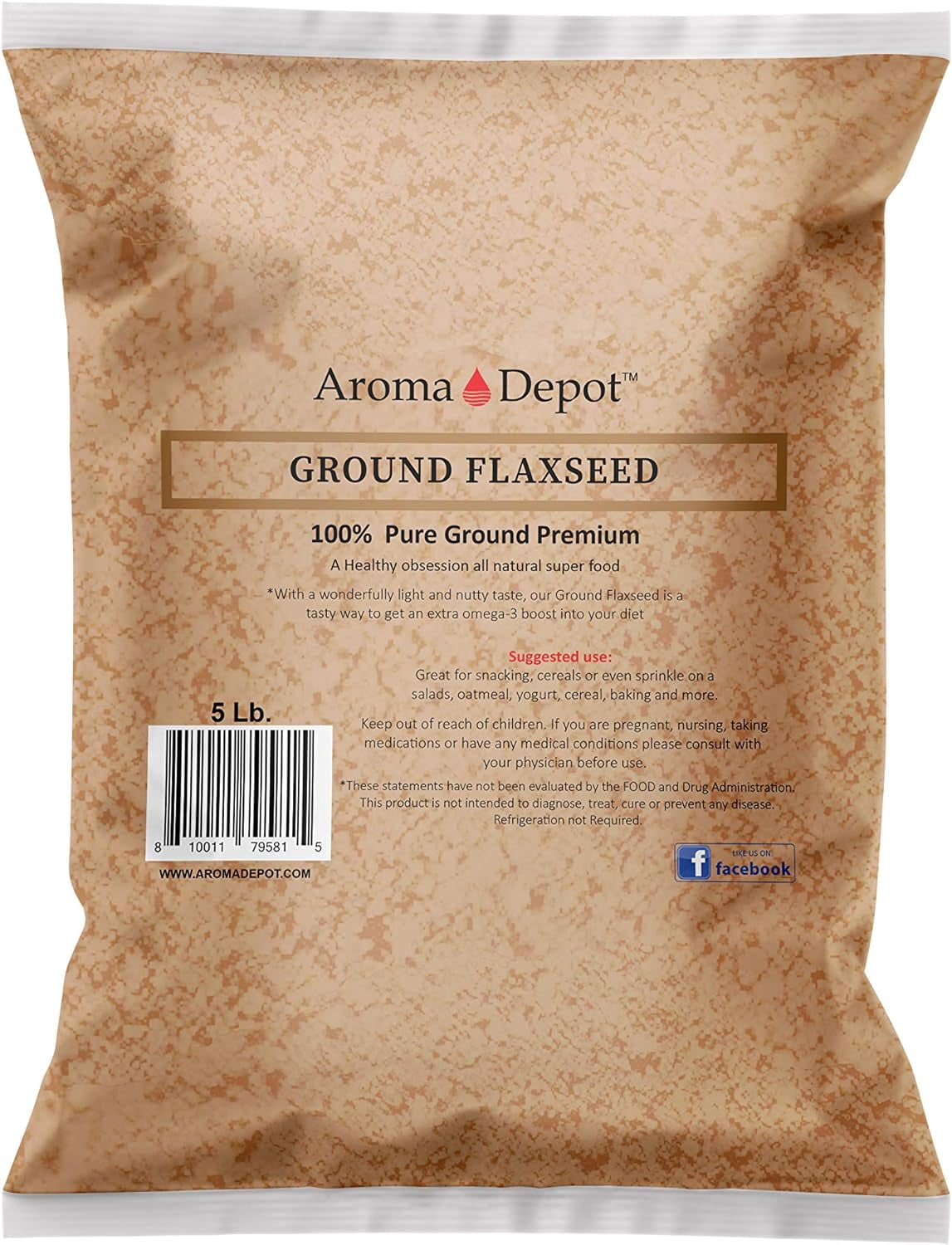 5 Lb. Ground Brown Flaxseed Flax Seed Powder Omega3 Fats NON GMO