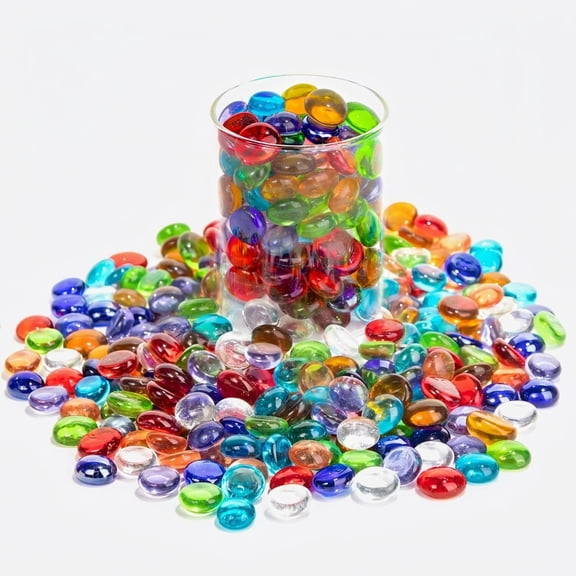 5 Lb Mix Color Mini Flat Glass Marbles 0.5-0.7 Inch Vase Fillers Aquarium Decor