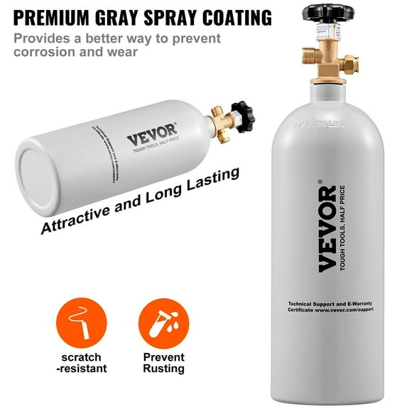5 Lbs CO2 Gas Cylinder Aluminum Tank, Brand New with Gray Coating and CGA320 Valve for Beer Draft and Soda Carbonation