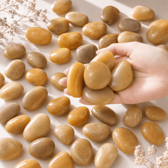 5 Lbs Yellow River Rocks 1-2 Inch Polished Pebbles For Indoor Decorative Stones Landscaping Vases Aquariums Fountapathwaysyard And Garden