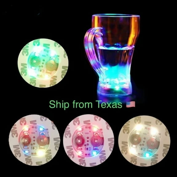 5  Led Coaster Light Up Drink Bottle Cup Mat Base Glow Club Party Bar Decor Us